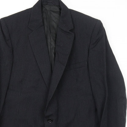 John Collier Mens Black Striped Polyester Jacket Suit Jacket Size 40 Regular