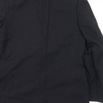 John Collier Mens Black Striped Polyester Jacket Suit Jacket Size 40 Regular