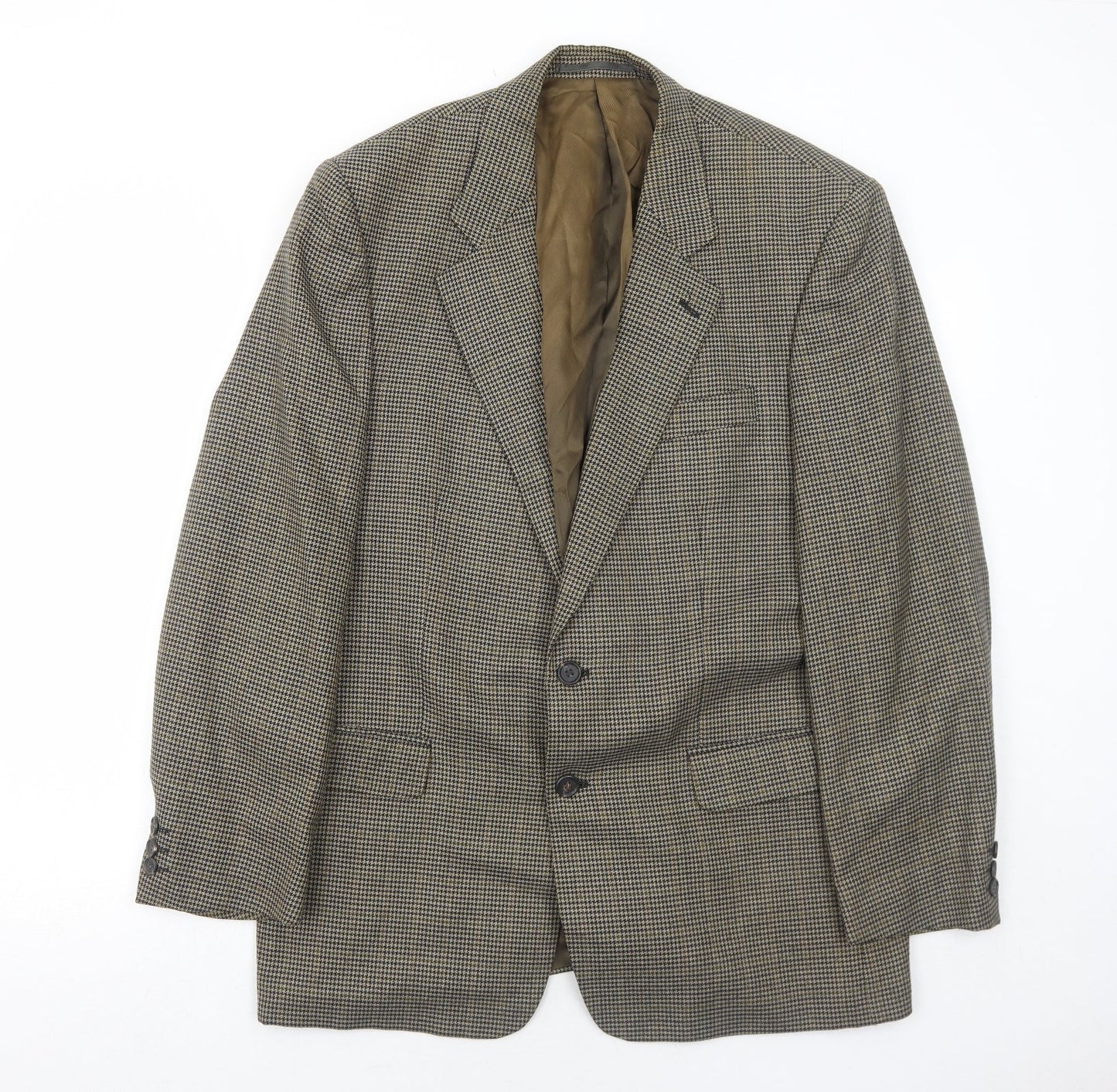 Brook Taverner Mens Green Geometric Polyester Jacket Blazer Size 42 Regular