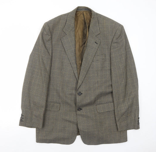 Brook Taverner Mens Green Geometric Polyester Jacket Blazer Size 42 Regular