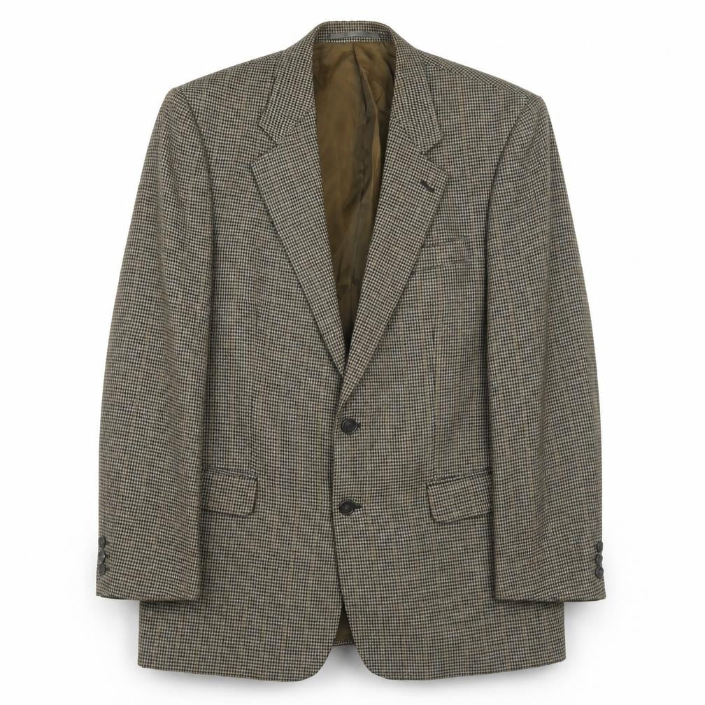 Brook Taverner Mens Green Geometric Polyester Jacket Blazer Size 42 Regular