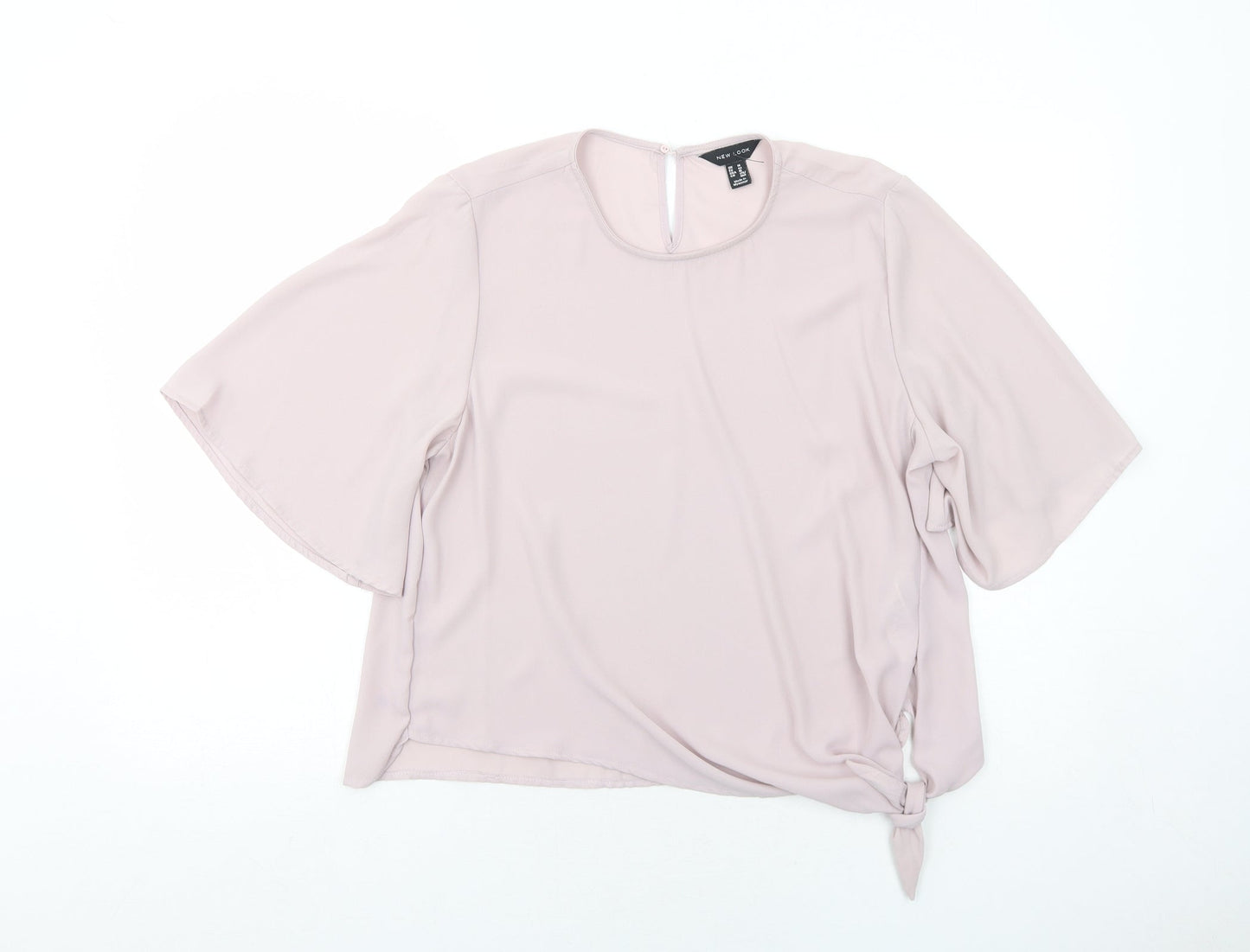 New Look Womens Purple Polyester Basic Blouse Size 14 Round Neck