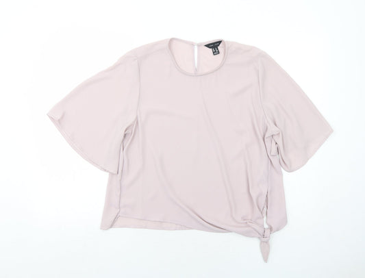 New Look Womens Purple Polyester Basic Blouse Size 14 Round Neck