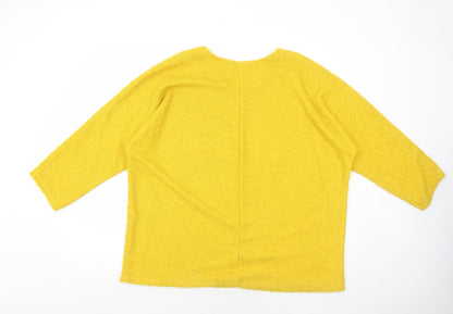 New Collection Womens Yellow Round Neck Polyester Pullover Jumper Size 8