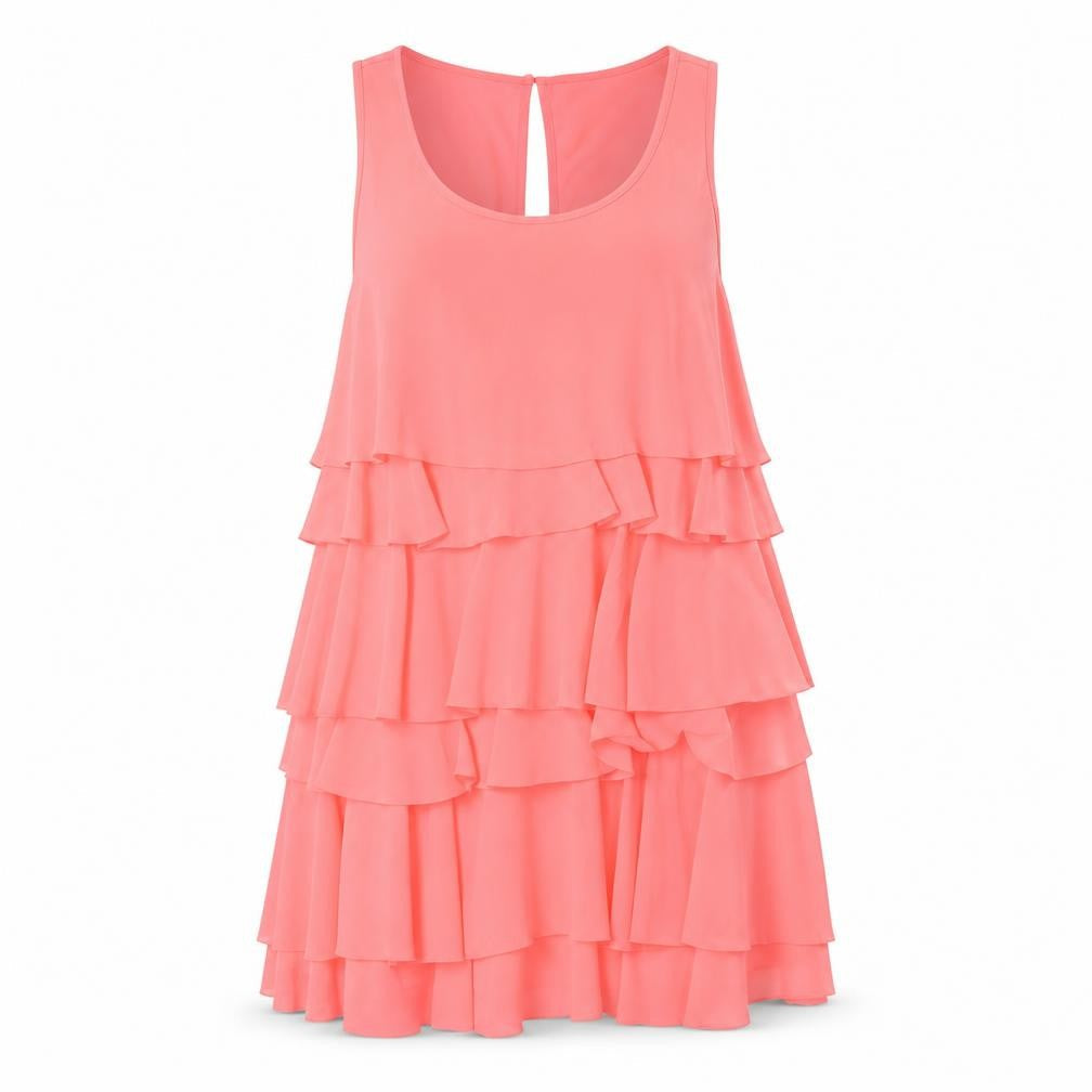 H&M Womens Pink Polyester Trapeze & Swing Size 12 Round Neck Button