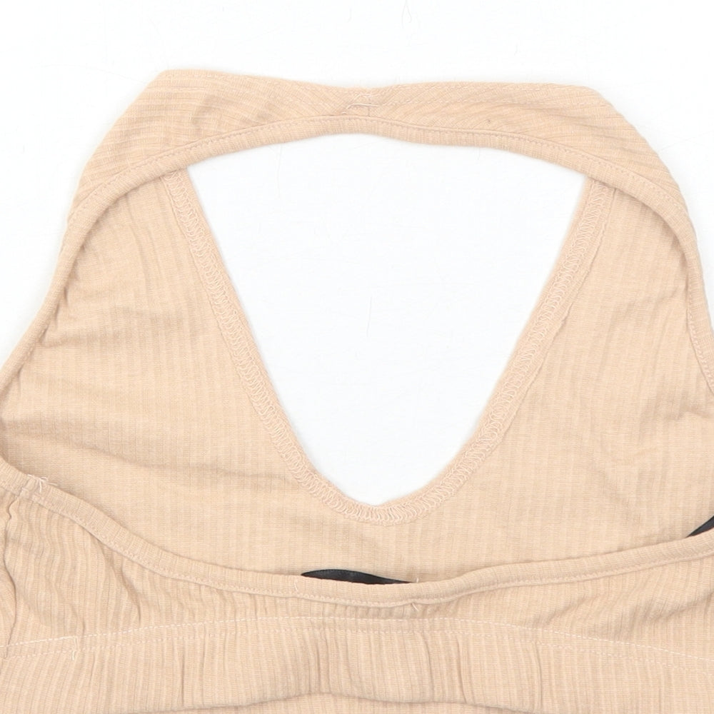 Missguided Womens Beige Polyester Cropped Tank Size 10 Halter