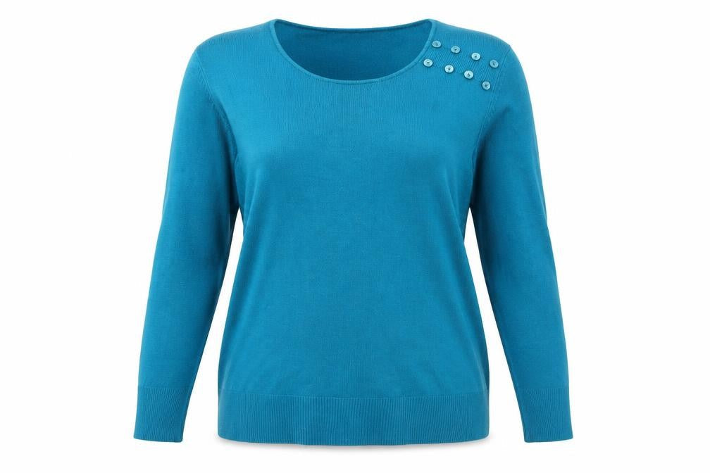 M&Co Womens Blue Round Neck Acrylic Pullover Jumper Size M