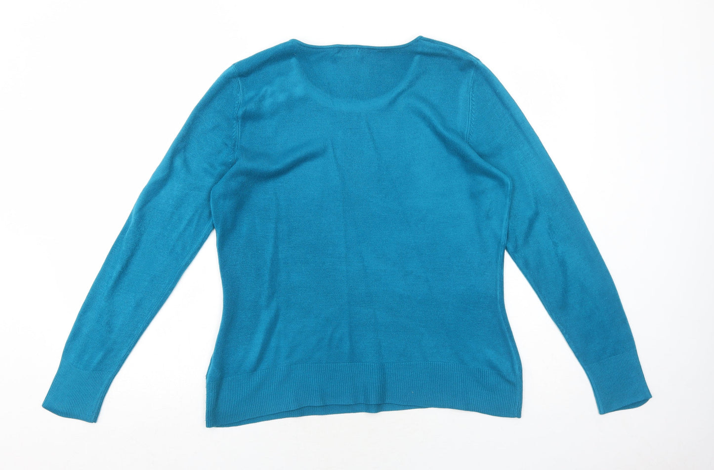 M&Co Womens Blue Round Neck Acrylic Pullover Jumper Size M