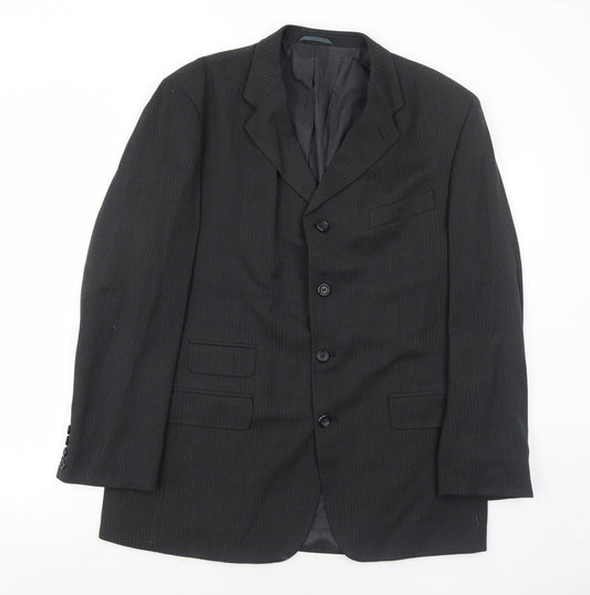 Jonathan Adams Mens Black Striped Polyester Jacket Suit Jacket Size 42 Regular
