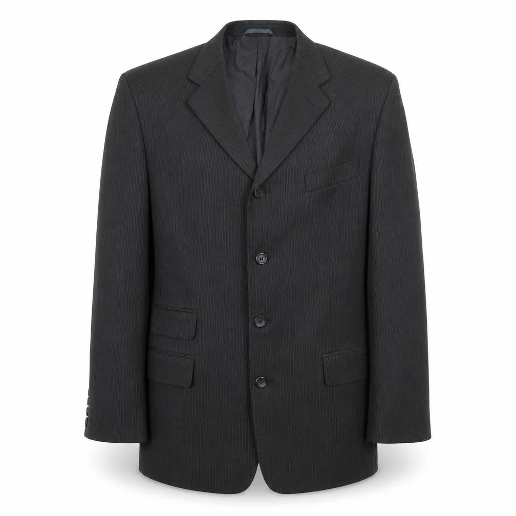 Jonathan Adams Mens Black Striped Polyester Jacket Suit Jacket Size 42 Regular