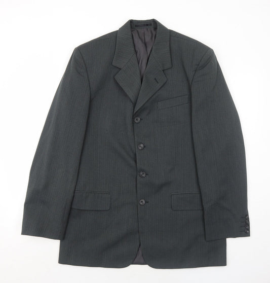 Vittoria Mens Grey Striped Polyester Jacket Suit Jacket Size 42 Regular