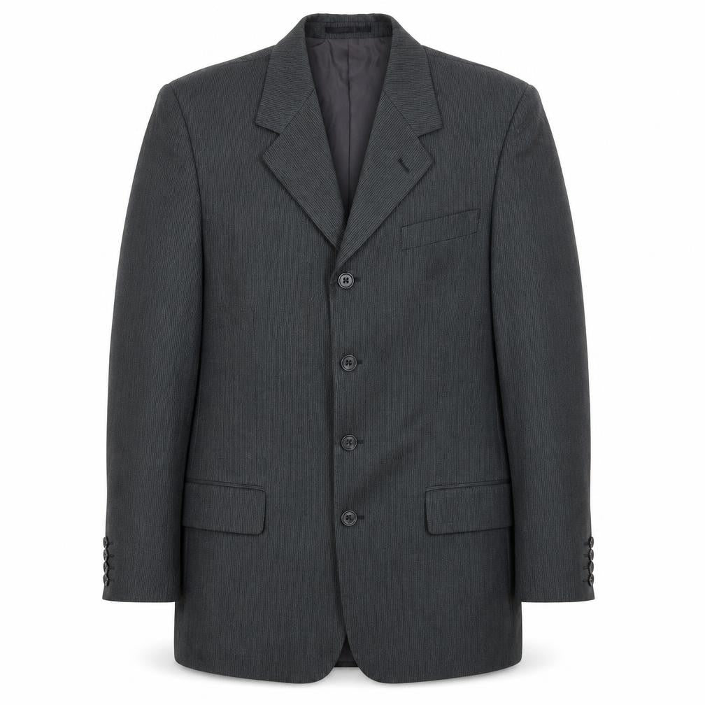 Vittoria Mens Grey Striped Polyester Jacket Suit Jacket Size 42 Regular