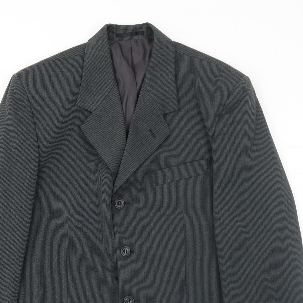 Vittoria Mens Grey Striped Polyester Jacket Suit Jacket Size 42 Regular