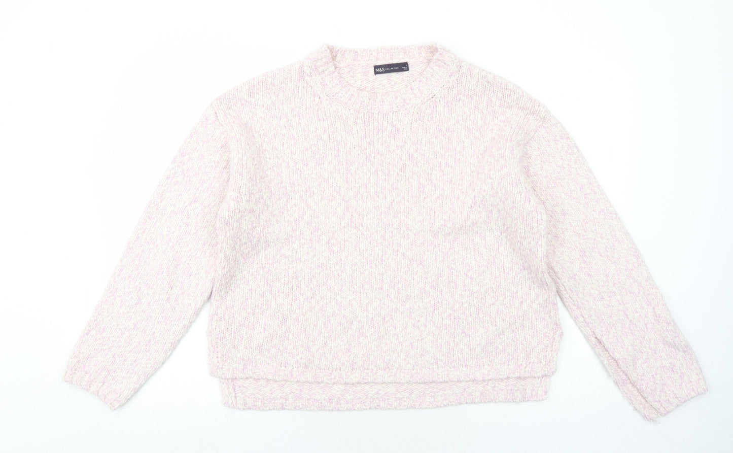Marks and Spencer Womens Pink Round Neck Polyester Pullover Jumper Size L