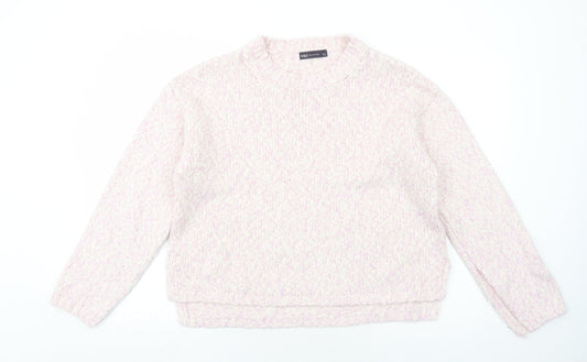 Marks and Spencer Womens Pink Round Neck Polyester Pullover Jumper Size L