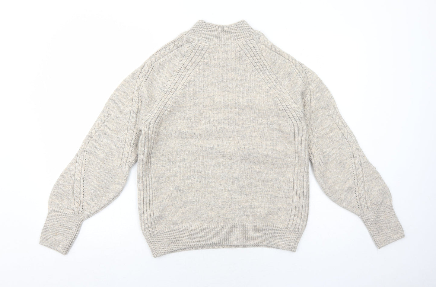 Marks and Spencer Womens Grey Mock Neck Acrylic Pullover Jumper Size S - Textured
