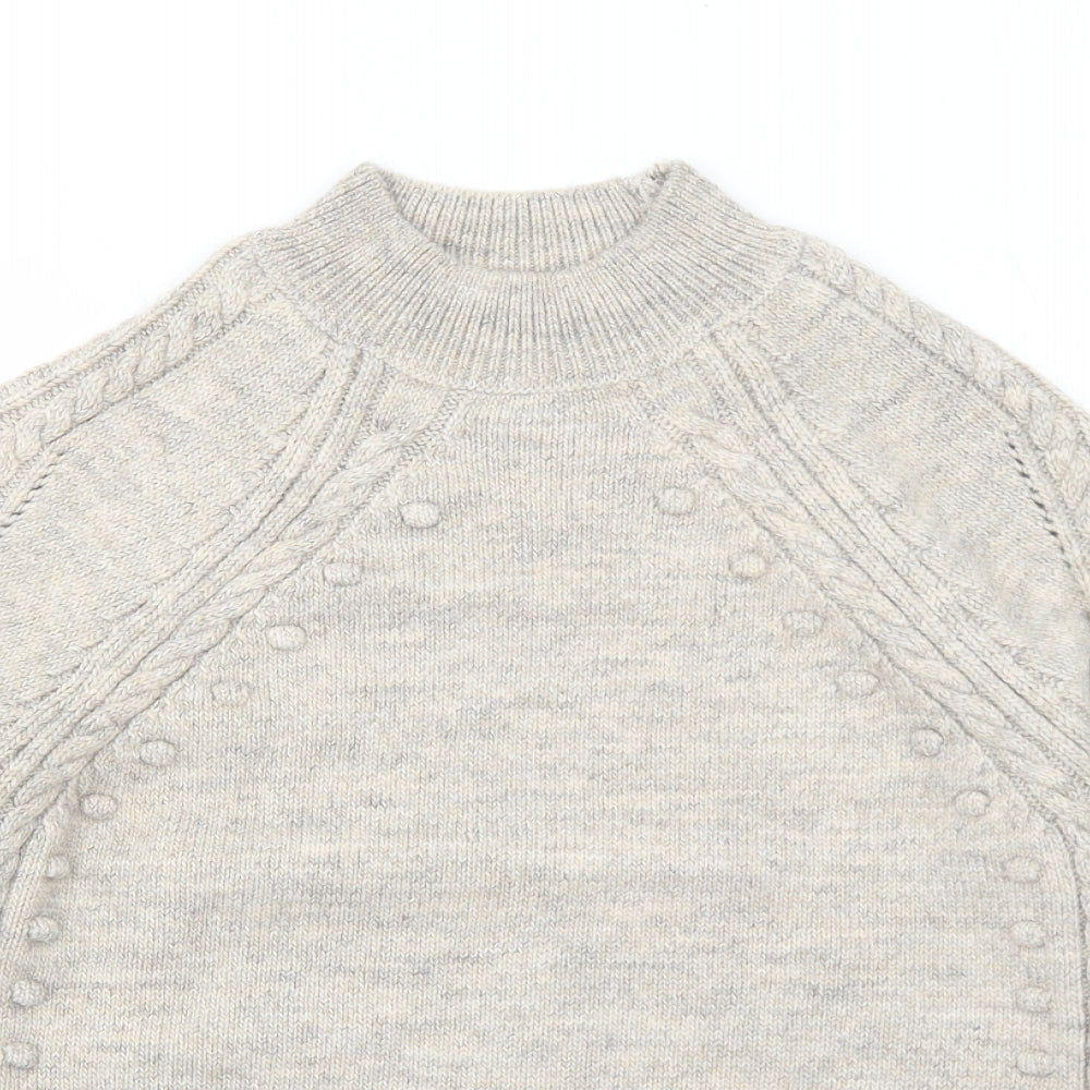 Marks and Spencer Womens Grey Mock Neck Acrylic Pullover Jumper Size S - Textured