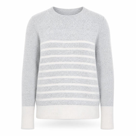 Oasis Womens Grey Boat Neck Striped Acrylic Pullover Jumper Size XS