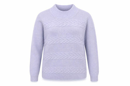 EWM Womens Purple Mock Neck Acrylic Pullover Jumper Size S