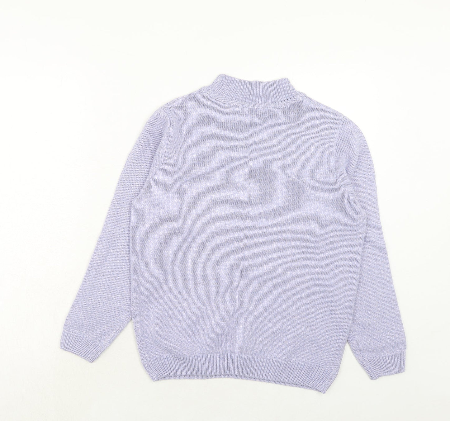 EWM Womens Purple Mock Neck Acrylic Pullover Jumper Size S