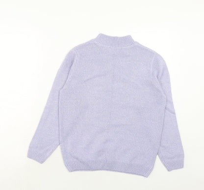EWM Womens Purple Mock Neck Acrylic Pullover Jumper Size S