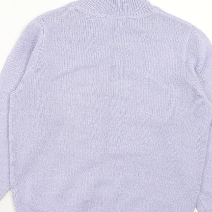 EWM Womens Purple Mock Neck Acrylic Pullover Jumper Size S