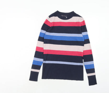 Marks & Spencer Womens Multicoloured Round Neck Striped Viscose Pullover Jumper Size 10