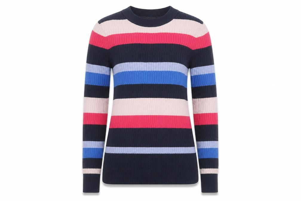 Marks & Spencer Womens Multicoloured Round Neck Striped Viscose Pullover Jumper Size 10