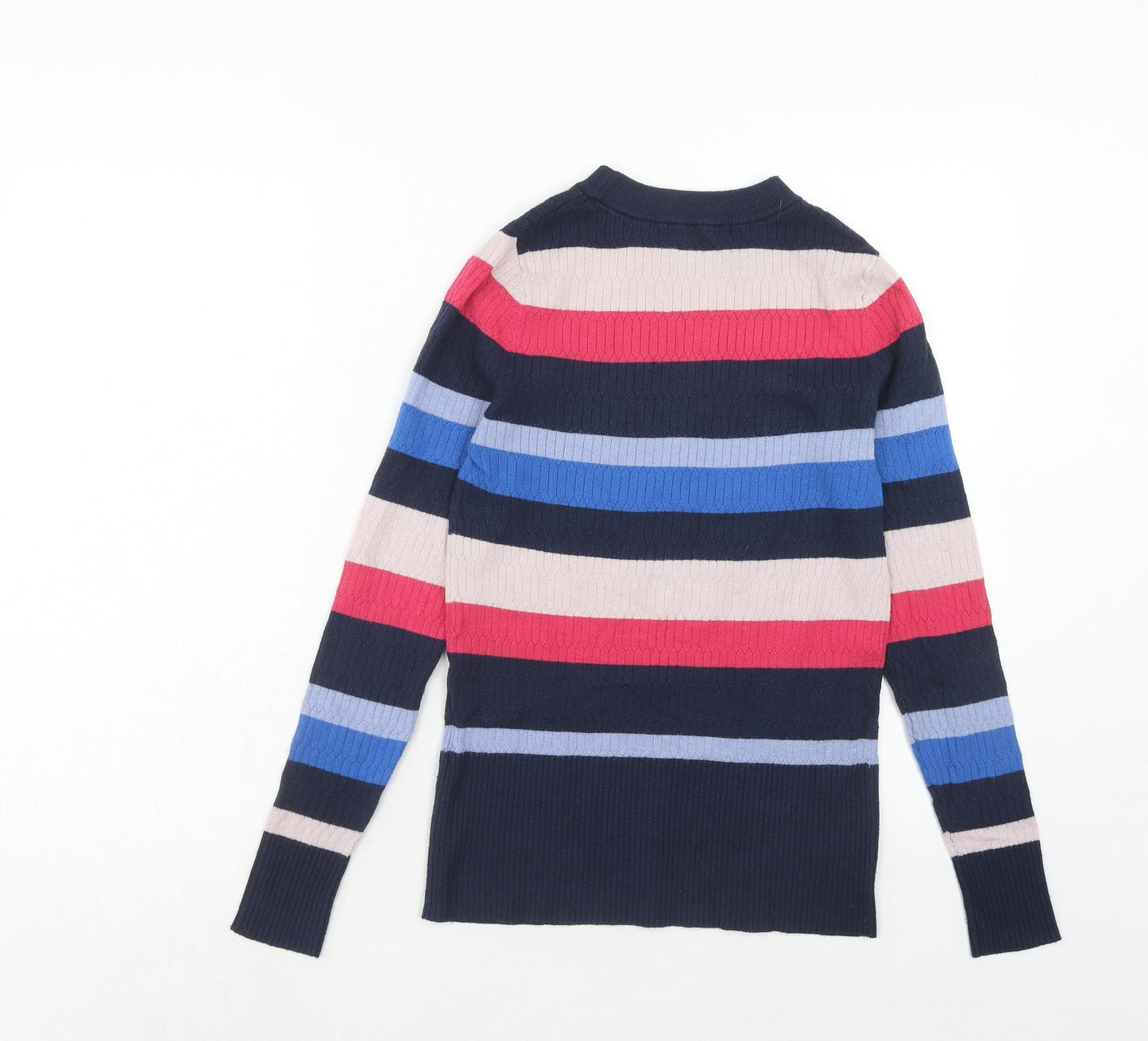 Marks and Spencer Womens Multicoloured Round Neck Striped Viscose Pullover Jumper Size 10