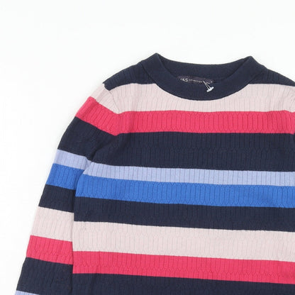 Marks & Spencer Womens Multicoloured Round Neck Striped Viscose Pullover Jumper Size 10