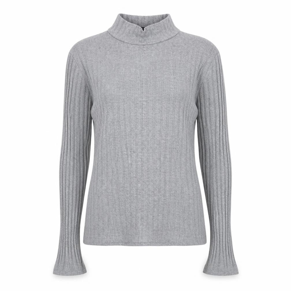 Topshop Womens Grey High Neck Acrylic Pullover Jumper Size 6 - Ribbed