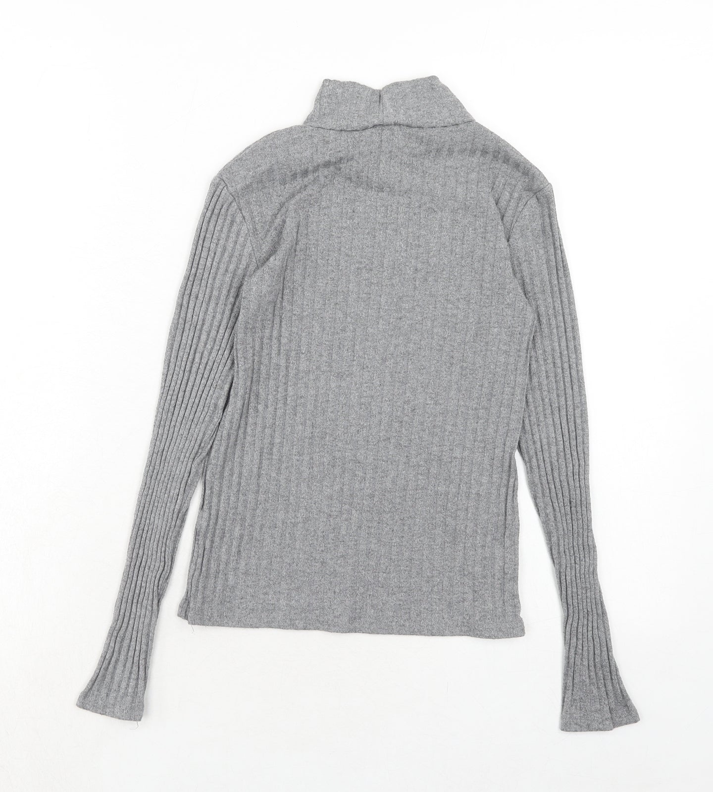 Topshop Womens Grey High Neck Acrylic Pullover Jumper Size 6 - Ribbed