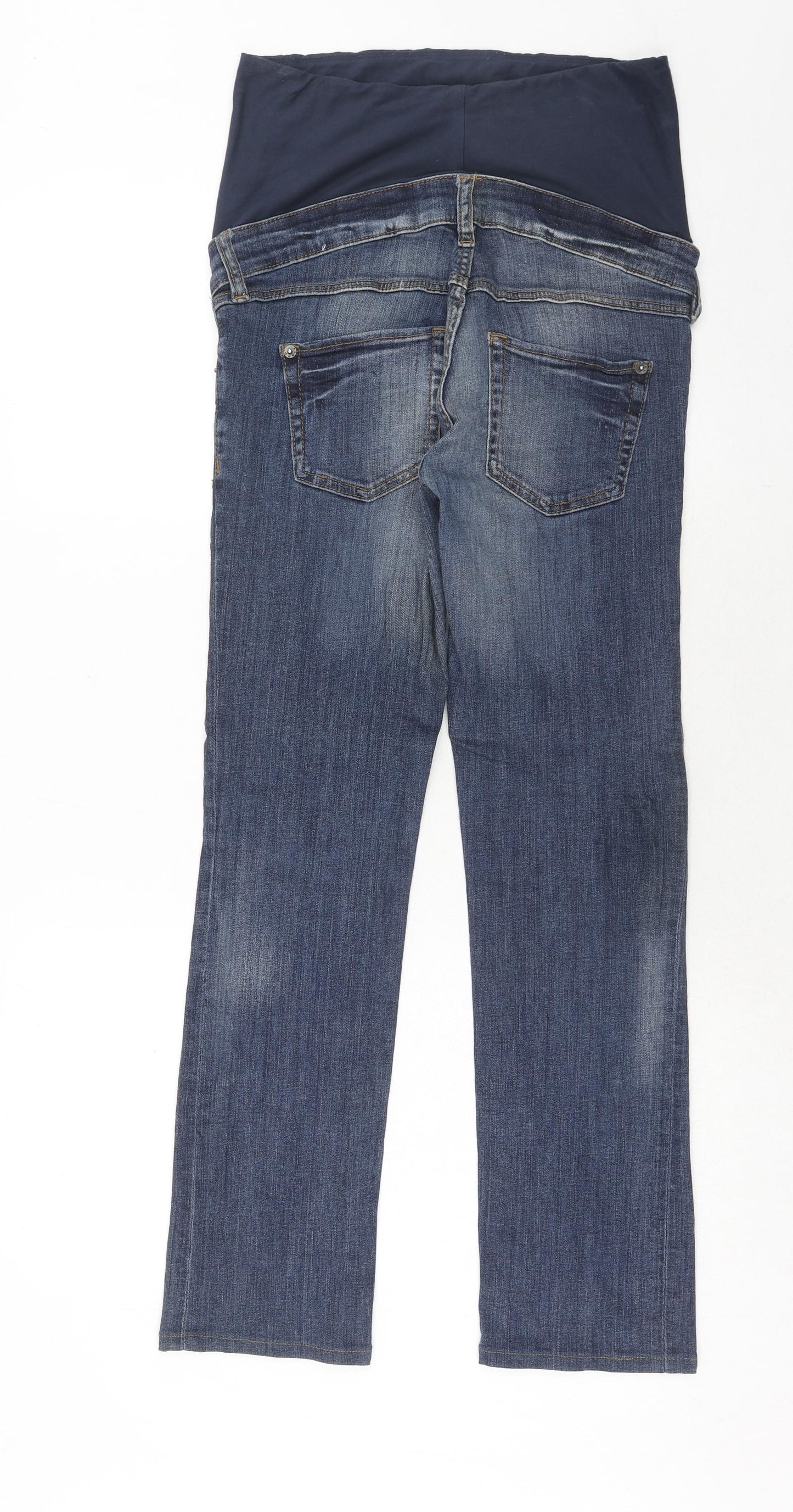 H&M Womens Blue Cotton Straight Jeans Size 8 Regular Button