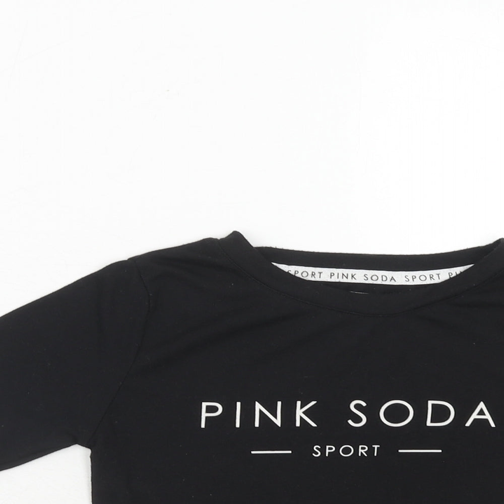 Pink Soda Womens Black Polyester Basic T-Shirt Size 6 Round Neck - Pink Soda