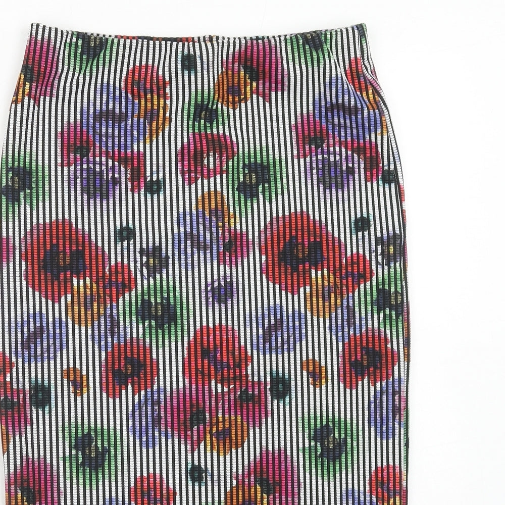 Zara Womens Multicoloured Floral Polyester Bandage Skirt Size M