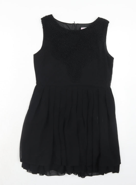 Shikka Womens Black Polyester Fit & Flare Size M Round Neck Zip - Size M-L