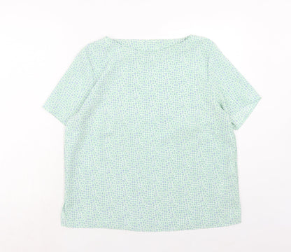 Slimma Womens Green Polka Dot Polyester Basic Blouse Size 14 Round Neck