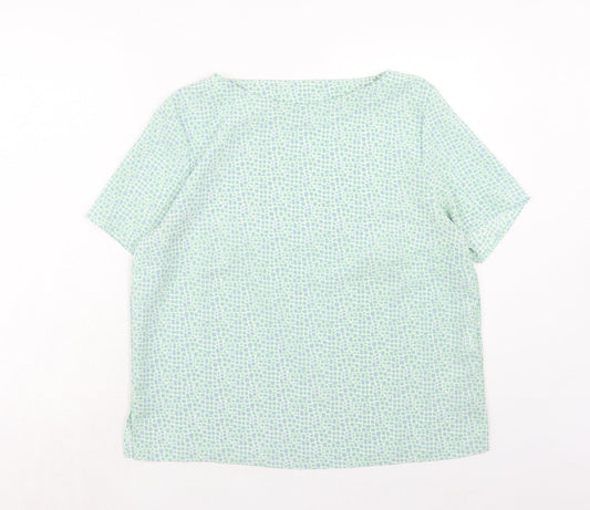 Slimma Womens Green Polka Dot Polyester Basic Blouse Size 14 Round Neck
