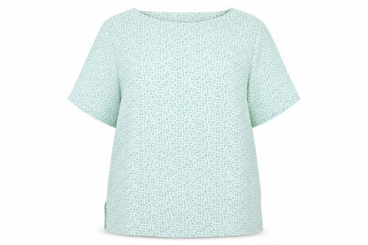 Slimma Womens Green Polka Dot Polyester Basic Blouse Size 14 Round Neck