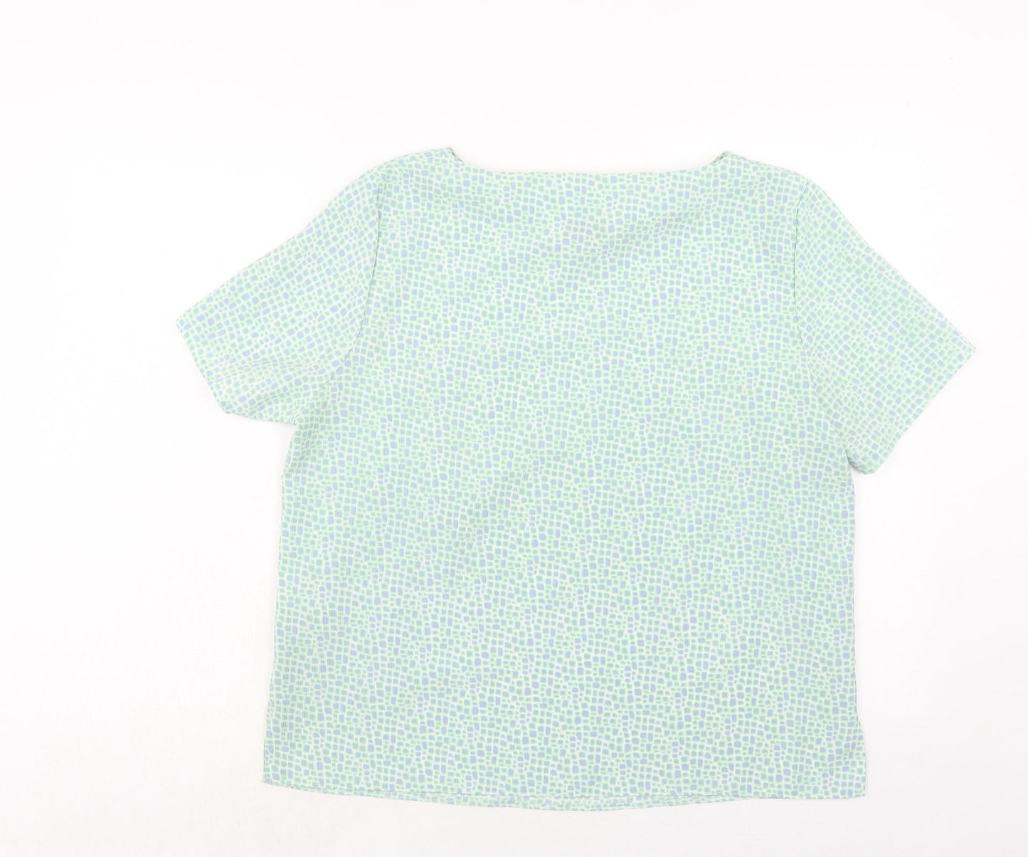 Slimma Womens Green Polka Dot Polyester Basic Blouse Size 14 Round Neck