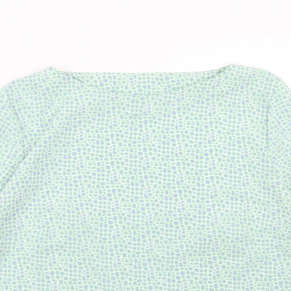 Slimma Womens Green Polka Dot Polyester Basic Blouse Size 14 Round Neck