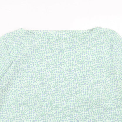 Slimma Womens Green Polka Dot Polyester Basic Blouse Size 14 Round Neck