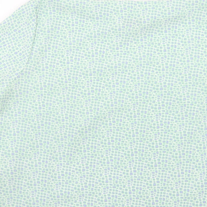 Slimma Womens Green Polka Dot Polyester Basic Blouse Size 14 Round Neck