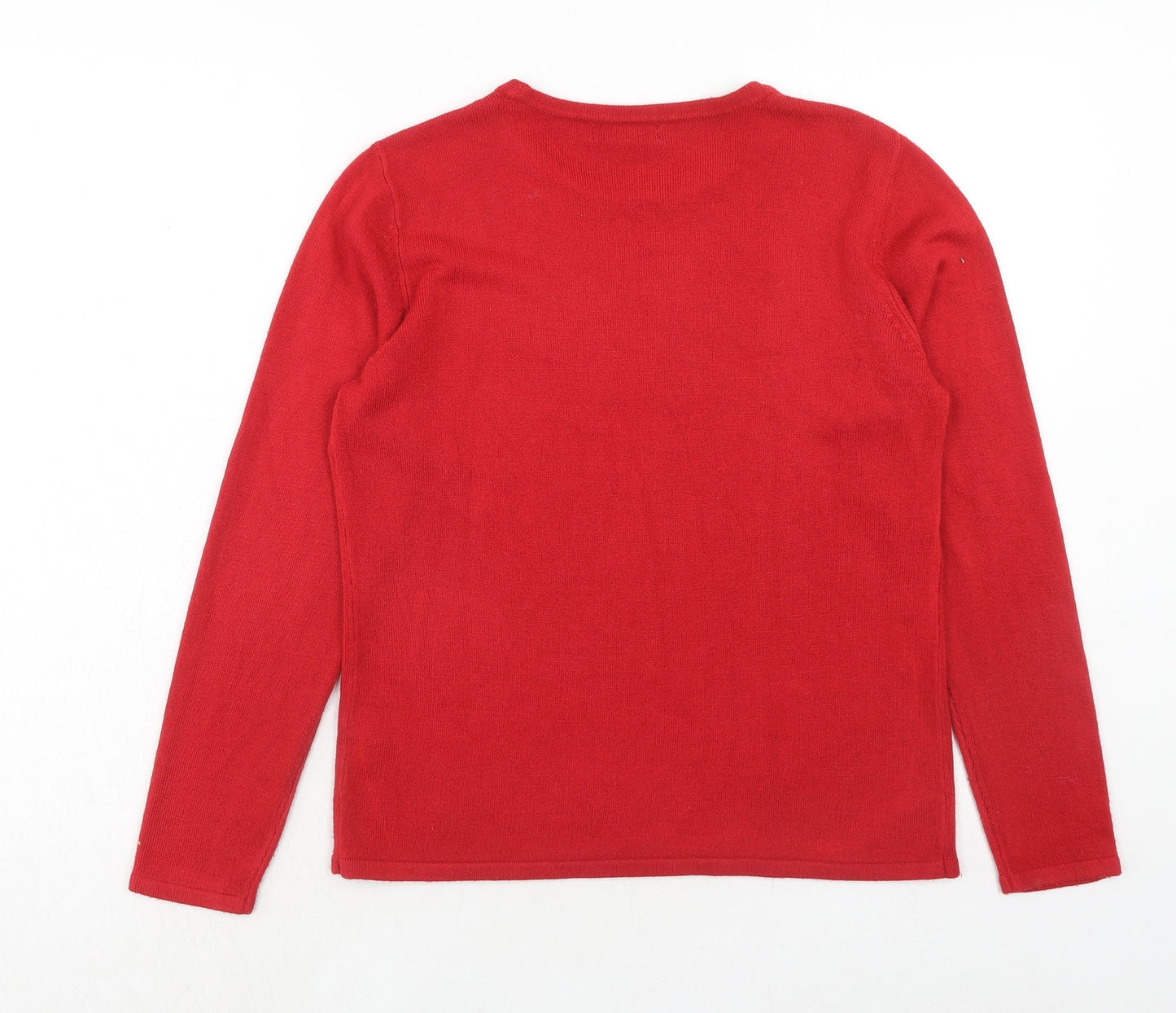 Bonmarché Womens Red Round Neck Acrylic Pullover Jumper Size S