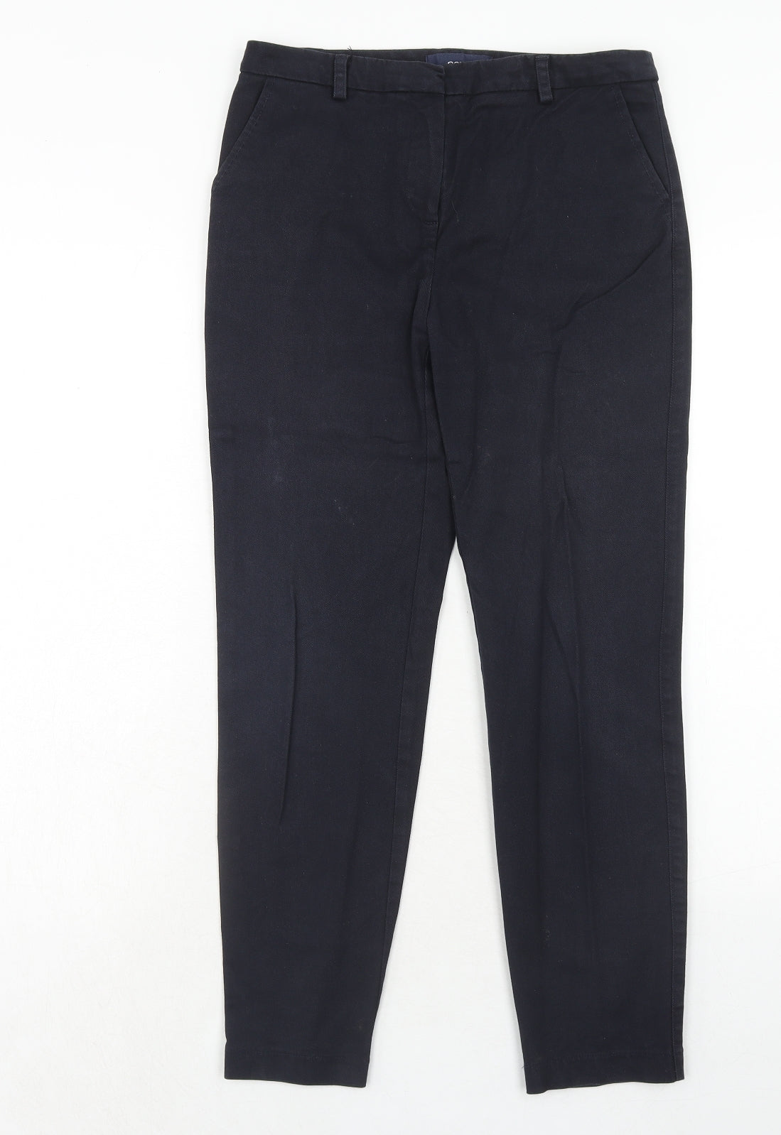 NEXT Womens Black Cotton Carrot Trousers Size 8 Regular Hook & Eye