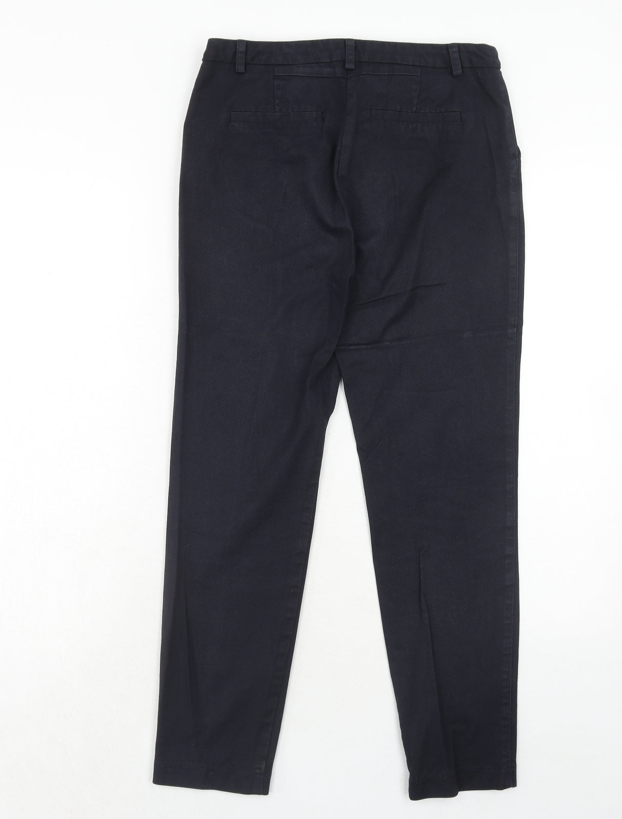 NEXT Womens Black Cotton Carrot Trousers Size 8 Regular Hook & Eye