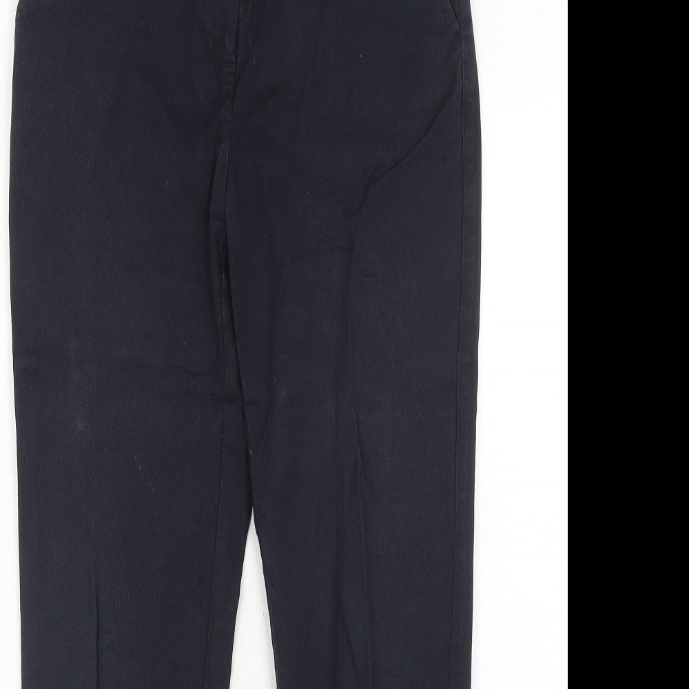 NEXT Womens Black Cotton Carrot Trousers Size 8 Regular Hook & Eye