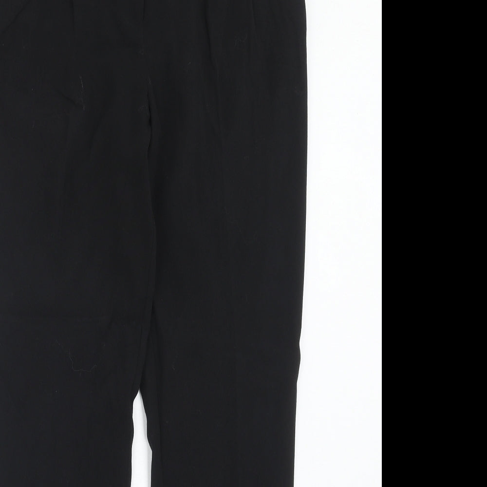 M&Co Womens Black Polyester Trousers Size 10 Regular Hook & Eye