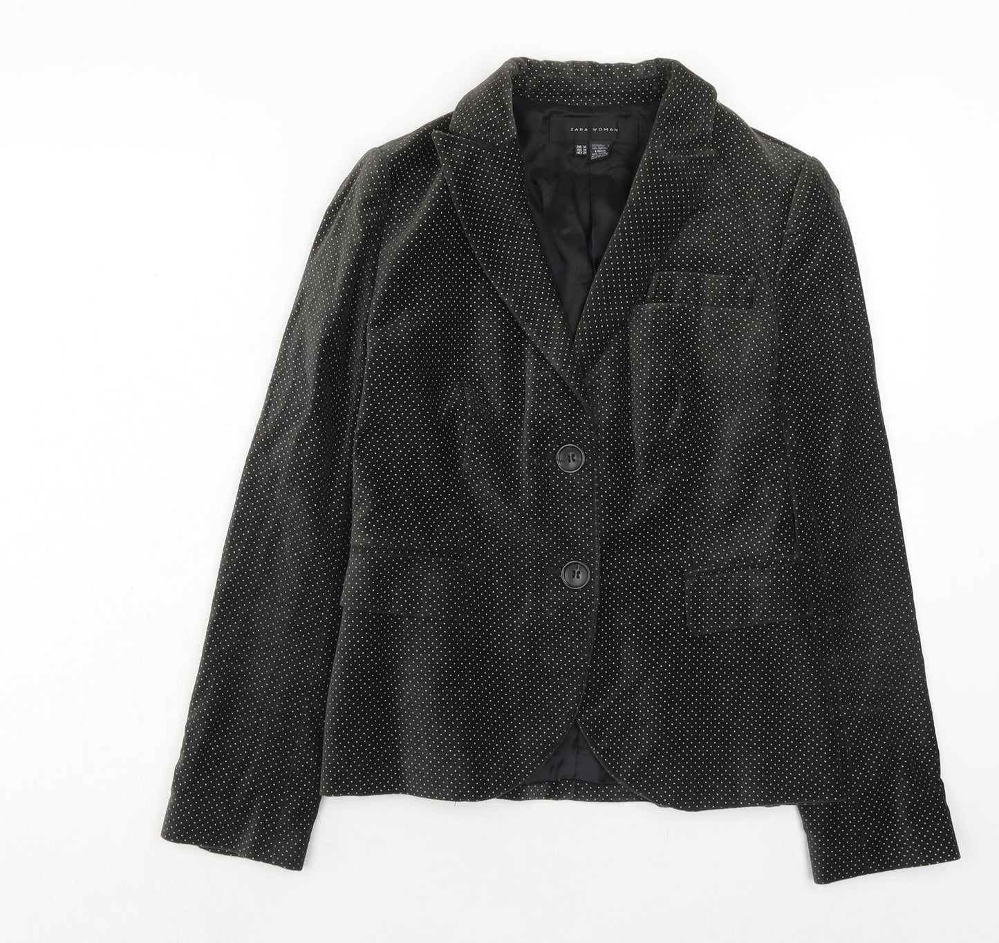 Zara Womens Green Geometric Cotton Jacket Suit Jacket Size M