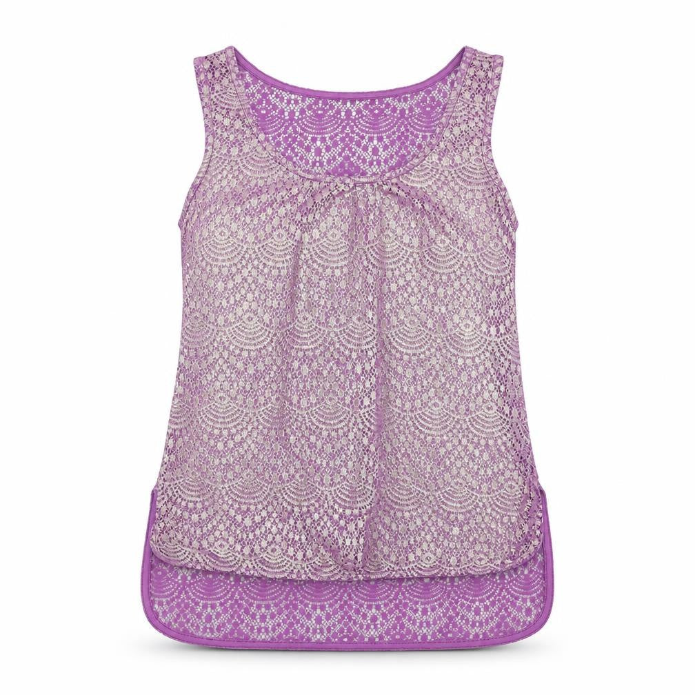 Dorothy Perkins Womens Purple Geometric Polyester Basic Tank Size 6 Round Neck